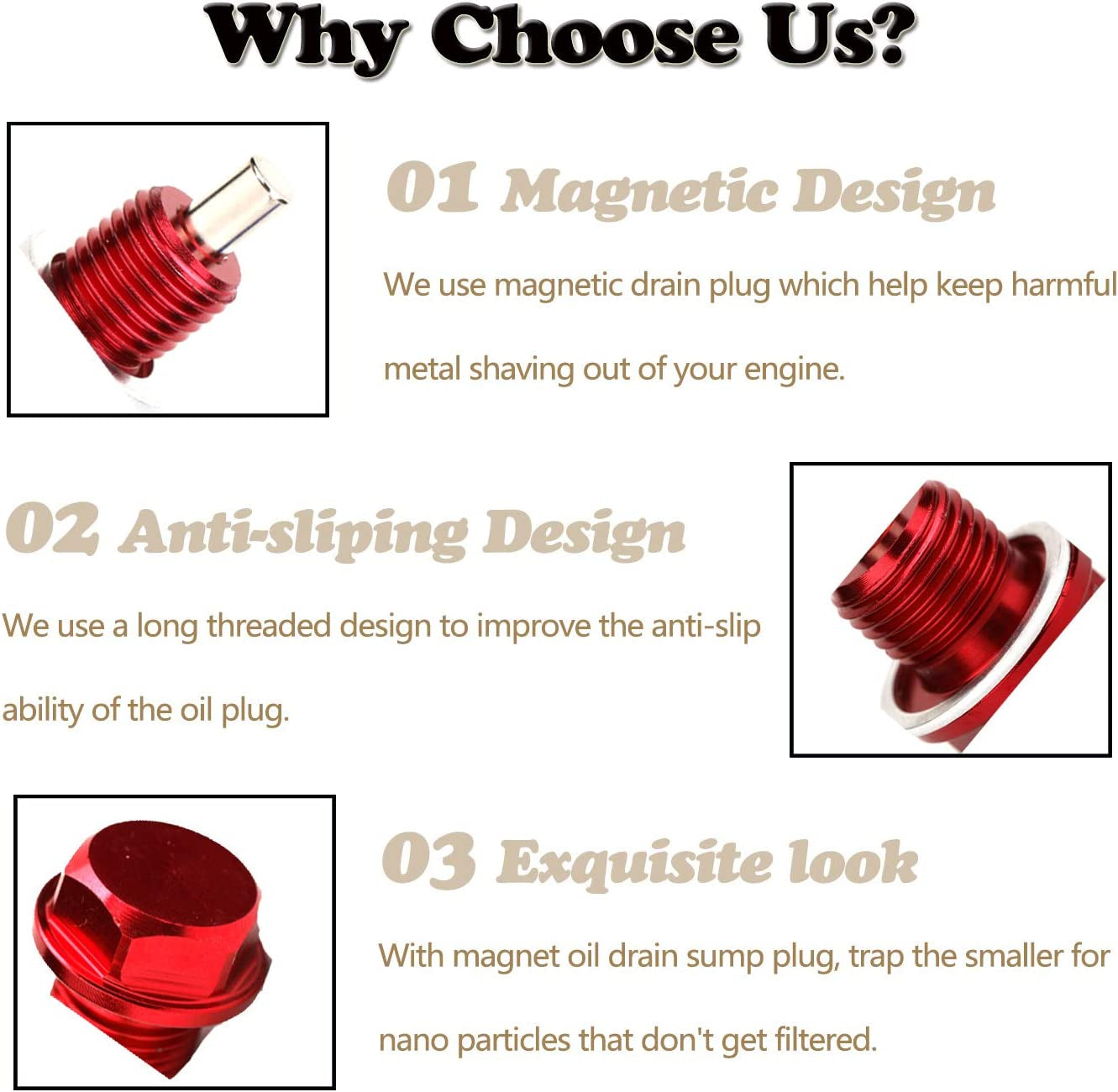 Magnetic Oil Drain Plug Magnetic Sump Drain Nut Oil Drain Bolt (14X1.5, Red)