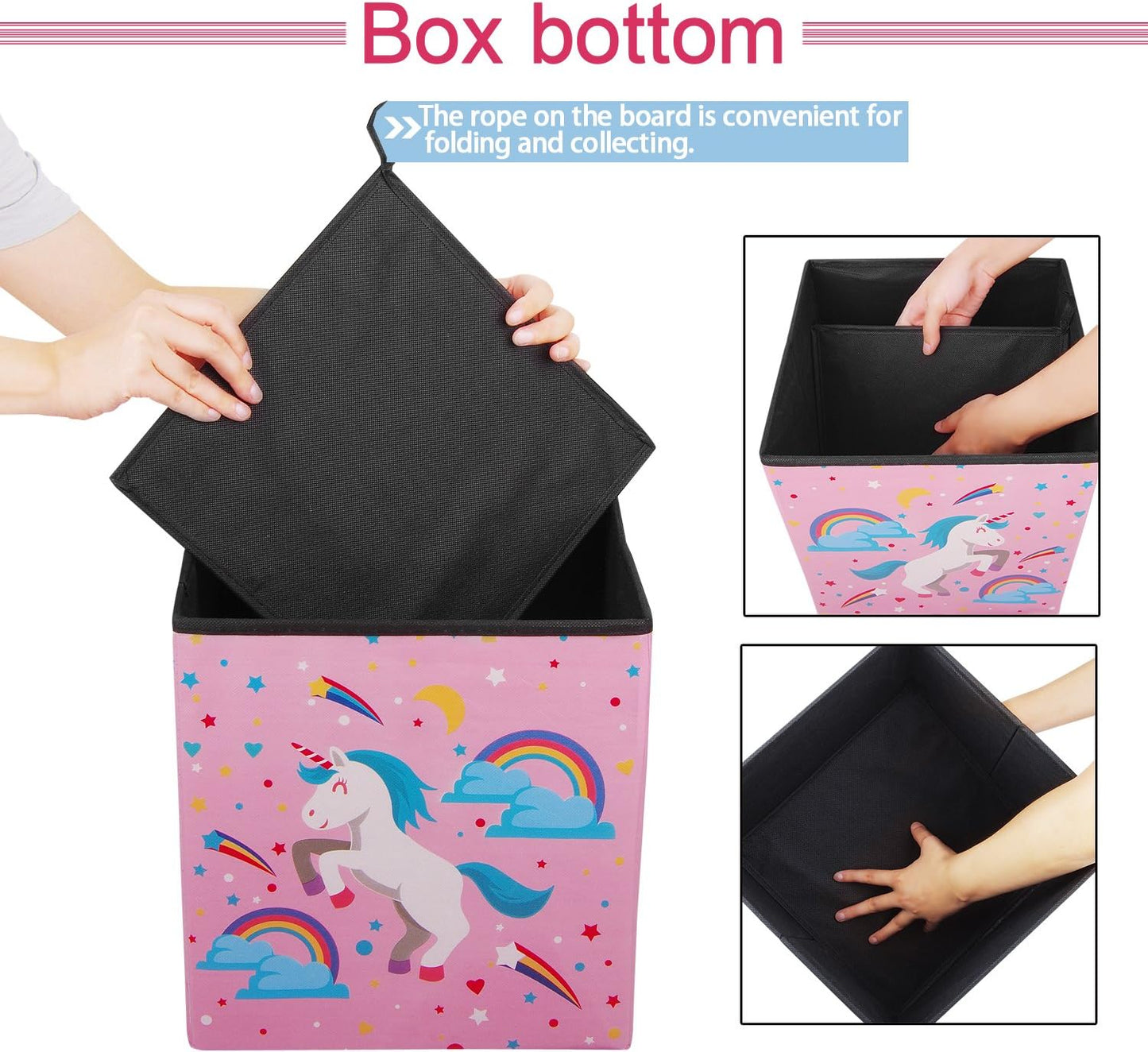 Foldable Cube Storage Toy Box - Folding Storage Ottoman Bedroom Stool Seat Children for Kids & Toddlers (Pink)