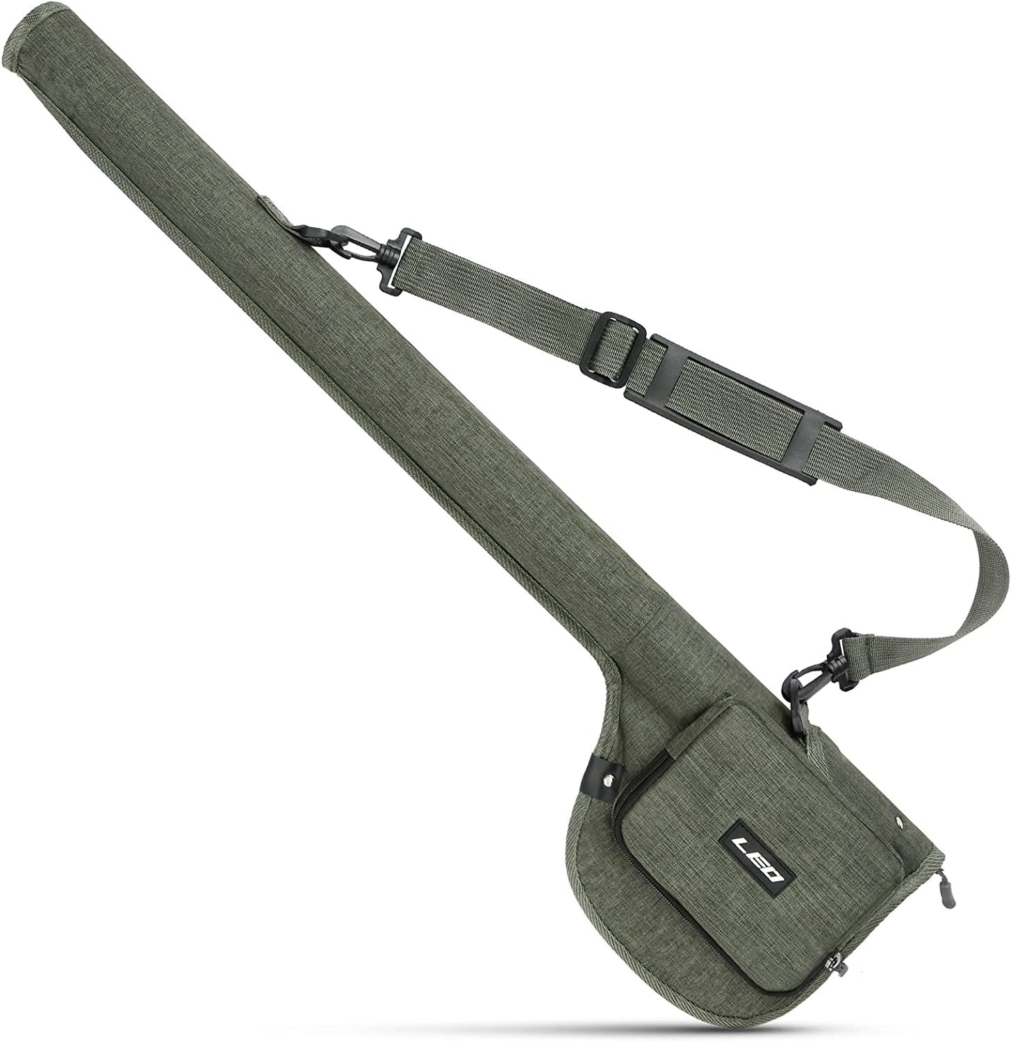 Fly Fishing Rod Case,Portable Fishing Tackle Bag,Canvas Fishing Pole Storage Bag Fly Rods Reels Durable Carry Case, Army Green, Canvas & Beach Tote Bag