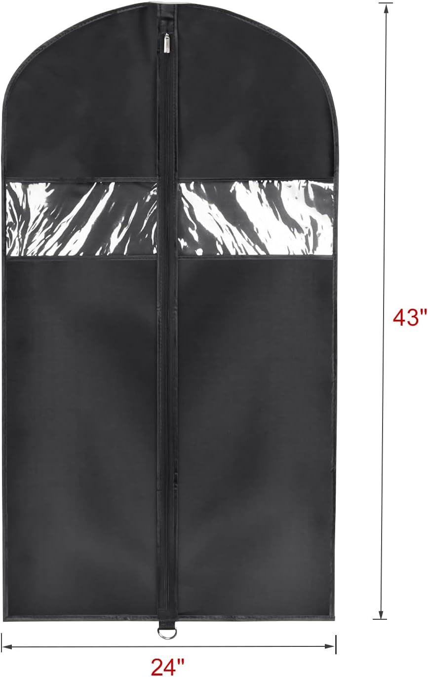Garment Bag Suit Bag for Storage and Travel 43 Inch, Washable Suit Cover for T-Shirt, Jacket, Suits, Coats, Set of 5, Oxford Fabrics