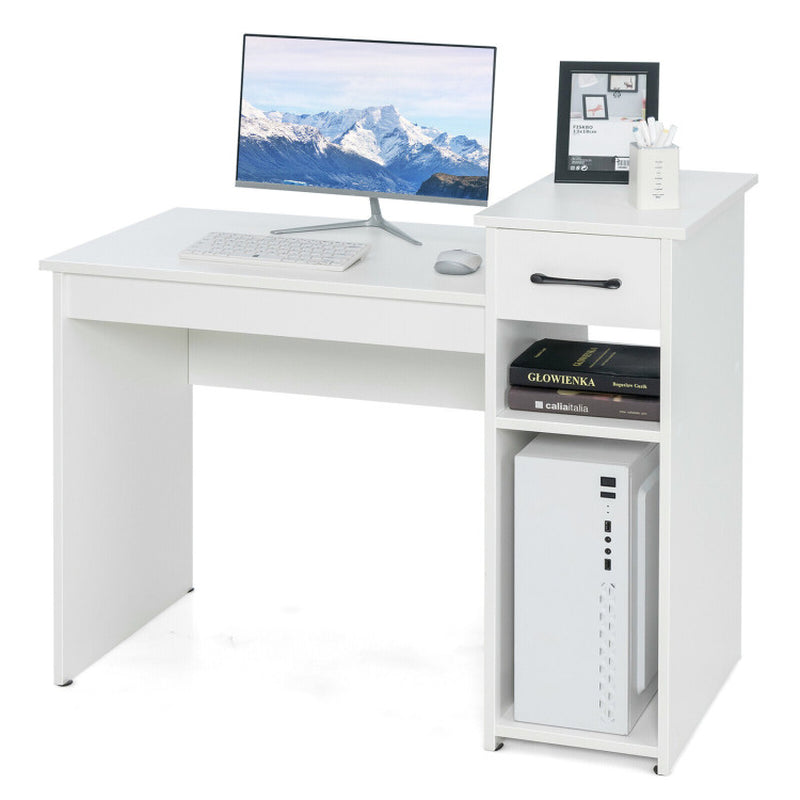 Compact Computer Desk with Drawer and CPU Stand