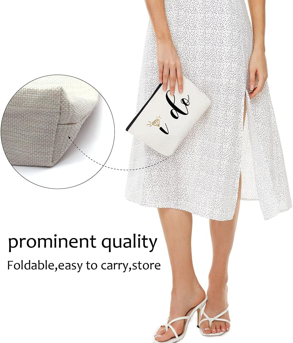 Engagement Gifts for Her,Bridal Shower Gifts-I Do-Bride Gifts,Makeup Bag Make up Pouch Bride to Be Gift Wedding Vows(Makeup Bag-I Do)