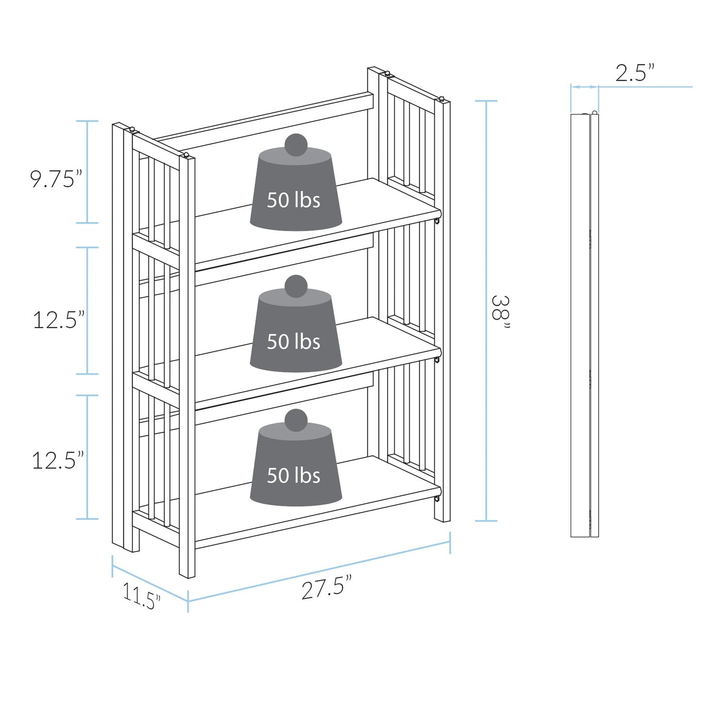 Yu Shan CO USA Ltd 330-20 3 Tier Folding Bookcase Natural