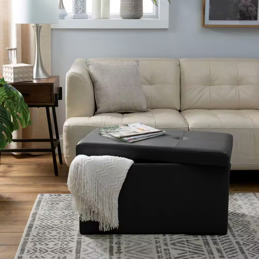 Black Storage Ottoman