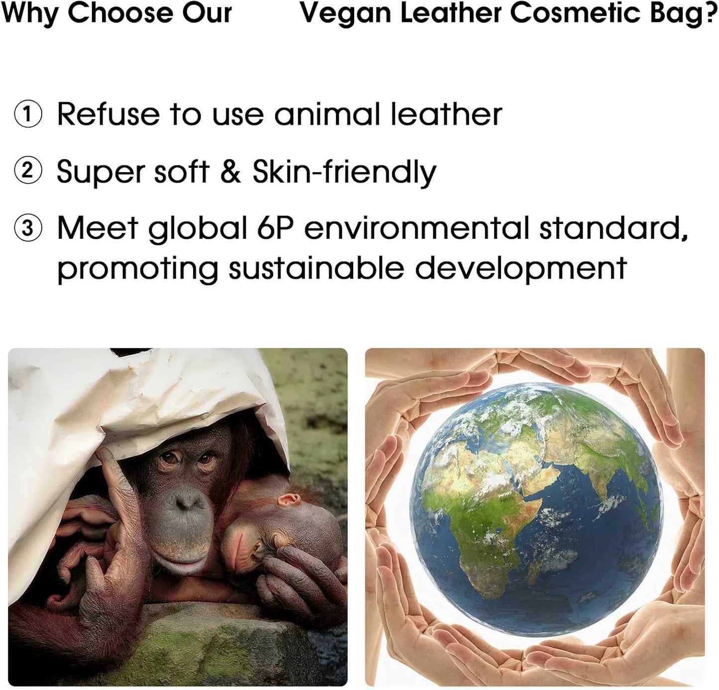 Makeup Bag, Travel Make up Organizer Cosmetic Brush Bags Case for Women in Vegan Leather, Sage Green, Patent Pending