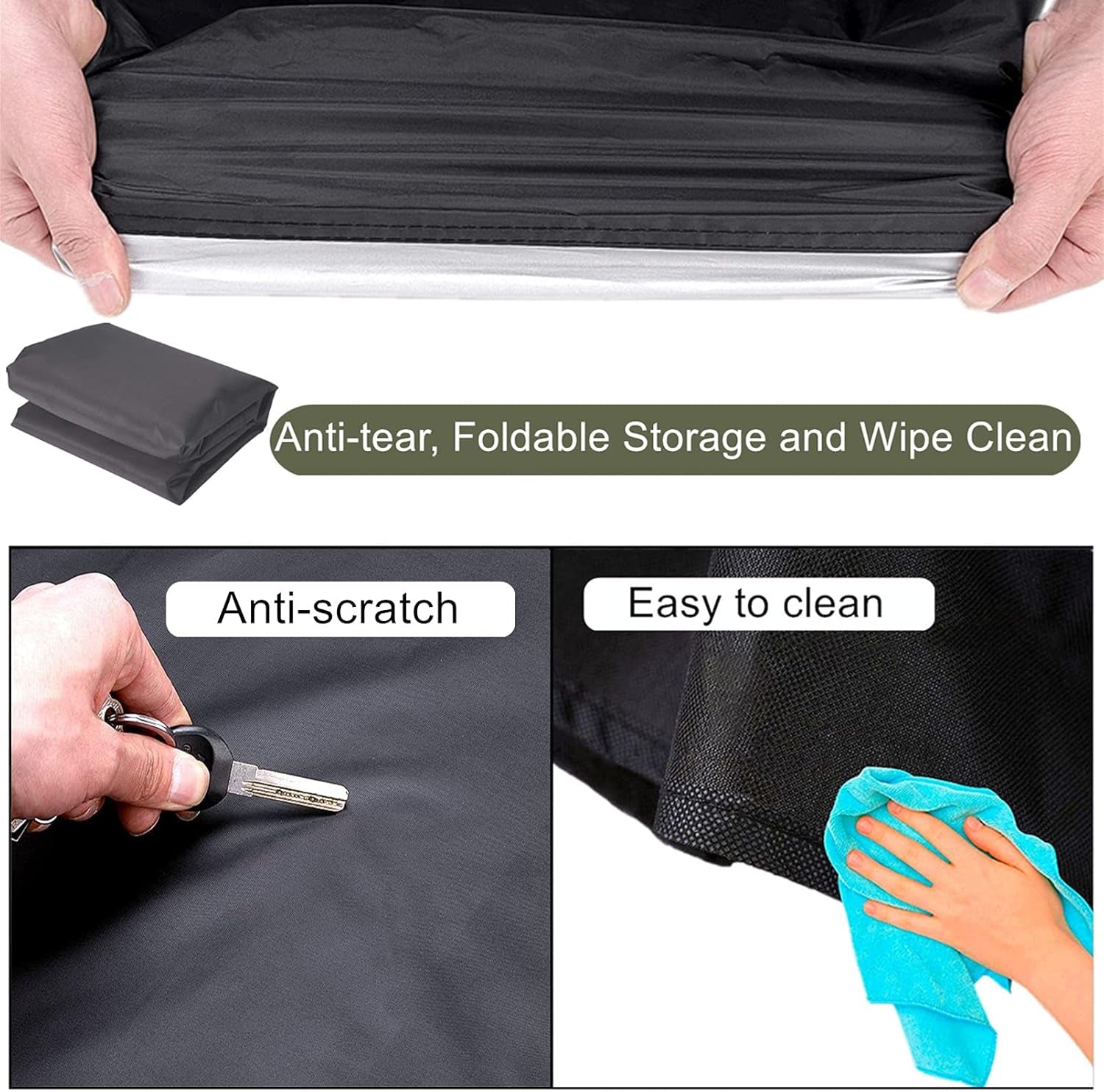 33 in Folding Bed Cover, Black Rollaway Bed Storage Cover for Fold up Bed, Thickened Folding Cot Bed Cover, with Metal Zipper and Adjustable Drawstring, Dustproof and Waterproof