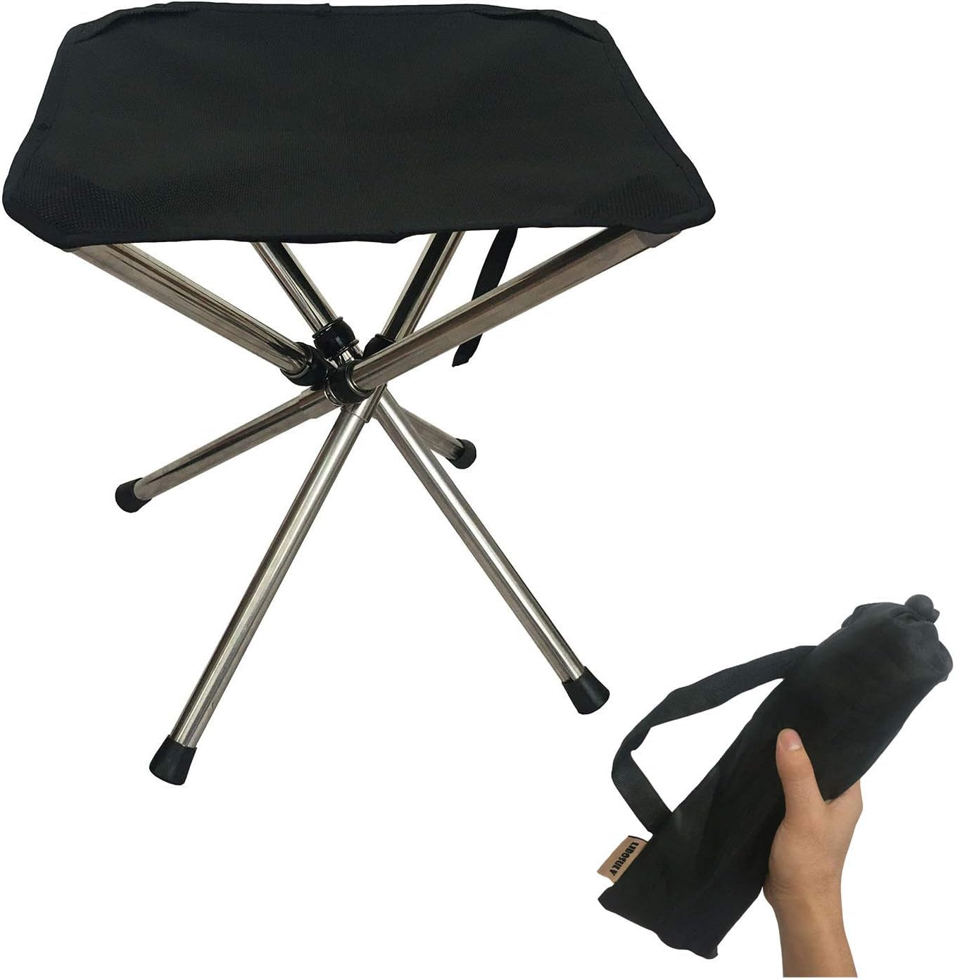 Folding Camping Stool, Retractable Camping Chair, Super Compact, for Travel, Hiking, Gathering, Barbecue, with Carry Bag, Storage Size 11.61"X2.56"X2.56"
