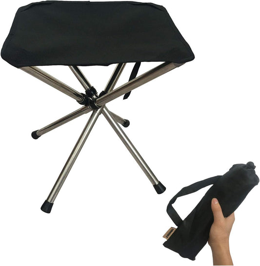 Folding Camping Stool, Retractable Camping Chair, Super Compact, for Travel, Hiking, Gathering, Barbecue, with Carry Bag, Storage Size 11.61"X2.56"X2.56"