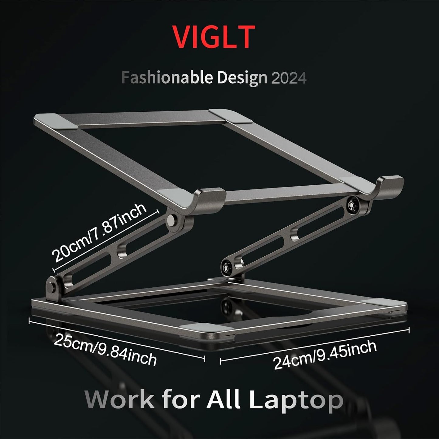Laptop Stand for Desk - Adjustable Laptop Holder, Portable Laptop Riser with Multi-Angle Height Adjustable Computer Stand for Macbook Air/Pro and More Notebooks 10-17.3" - Grey