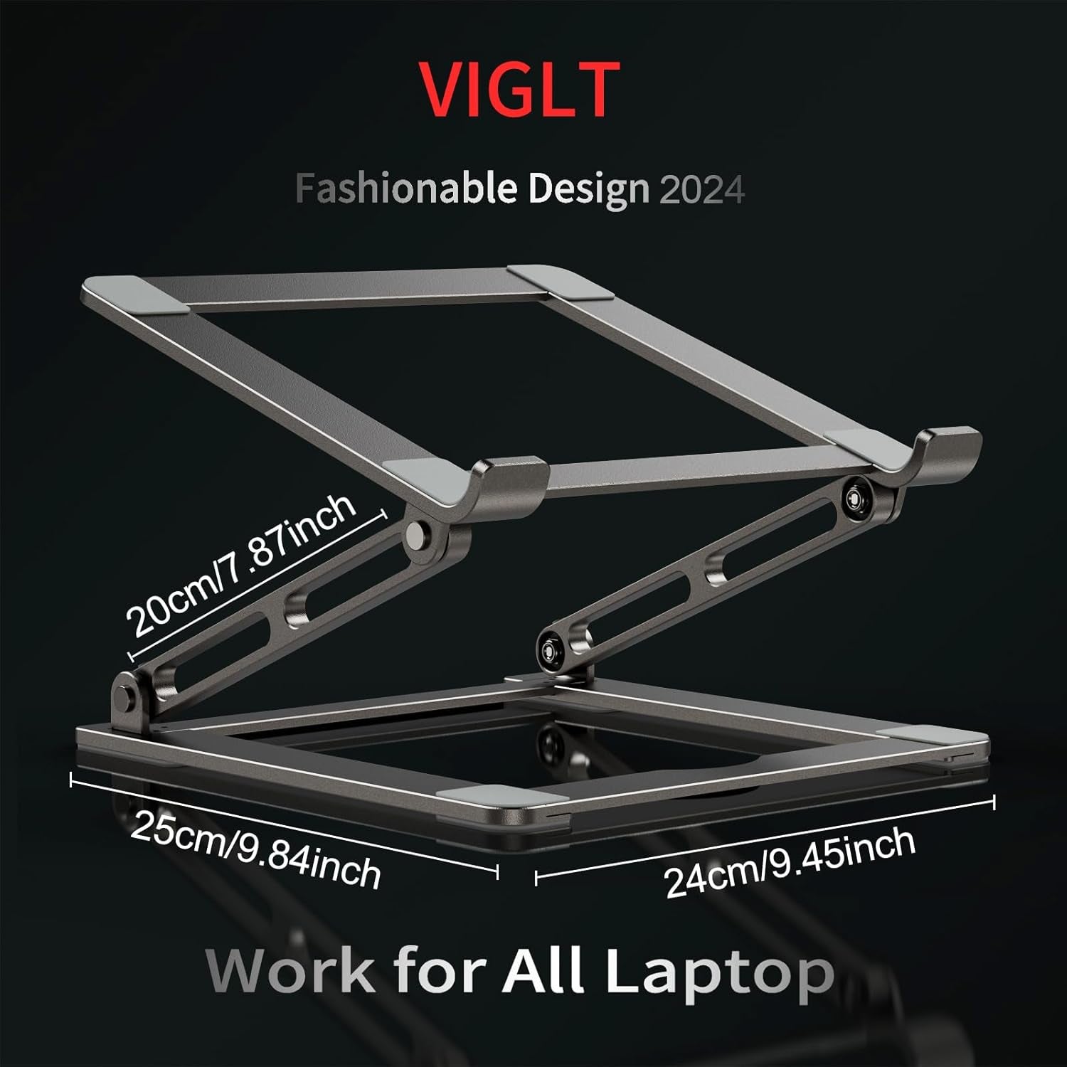 Laptop Stand for Desk - Adjustable Laptop Holder, Portable Laptop Riser with Multi-Angle Height Adjustable Computer Stand for Macbook Air/Pro and More Notebooks 10-17.3" - Grey
