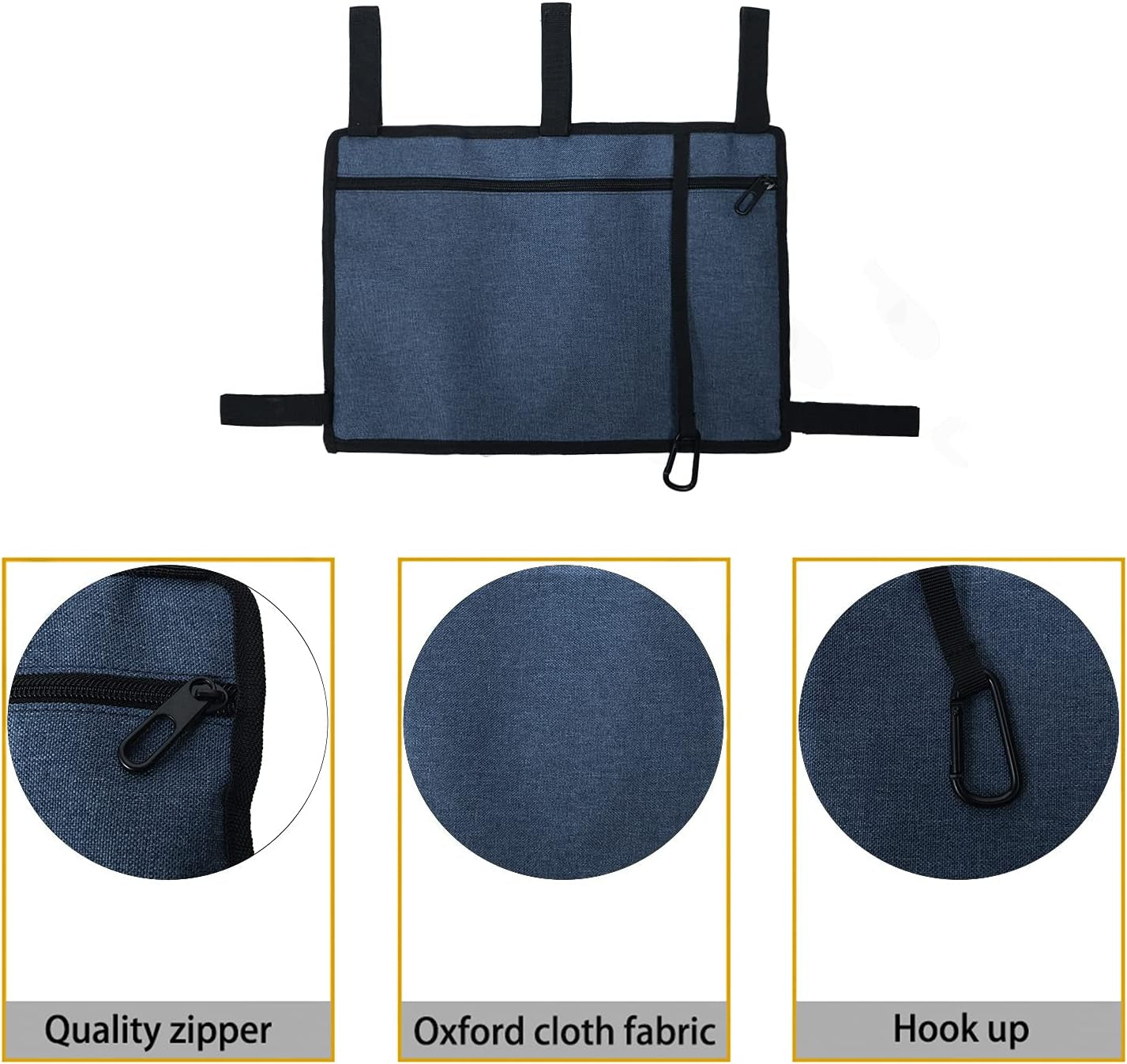 Walker Bag Pouch Basket with Cup Holder Armrest Attachments Hand Free Storage Bags Waterproof for Folding Rollator Accessories Suit for Elderly Seniors Handicap Disabled (Blue)