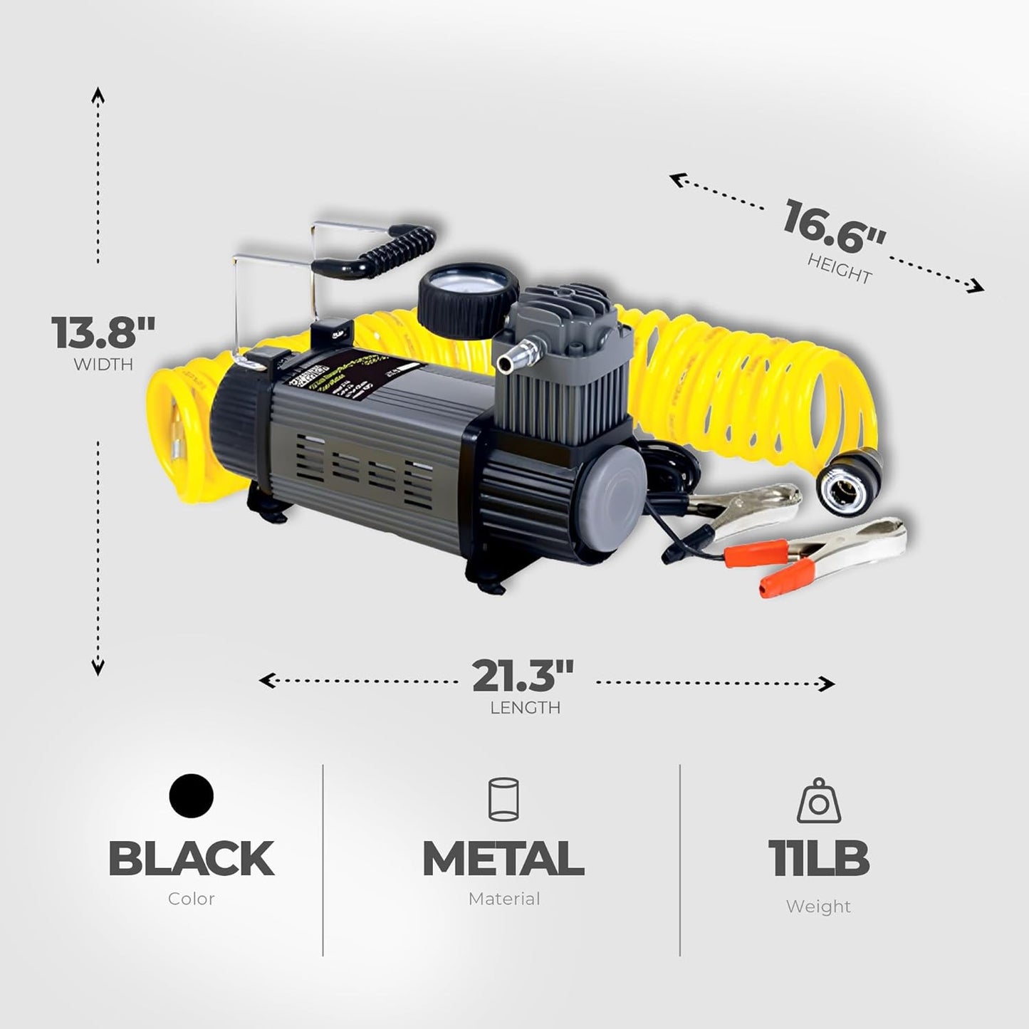 12 Volt Portable Tire Inflator with 120 Maximum PSI and Bag Air Compressor