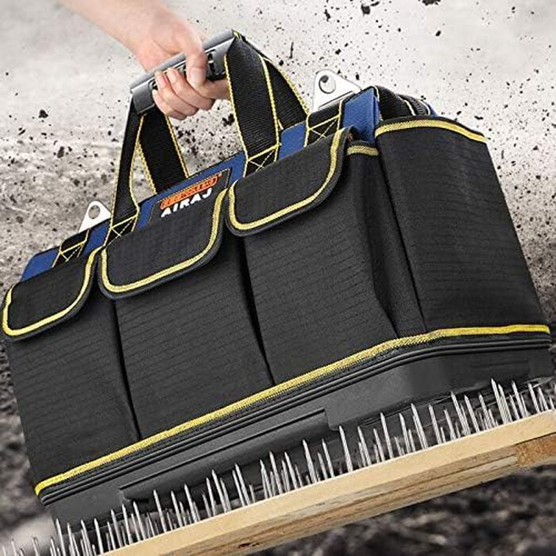 Tool Bag,16 Inch Waterproof Tool Bag Organizer with ABS Molded Hard Base,Soft Padded Handle and Shoulder Strap,Oxford Cloth,Tool Bags for Men & Women