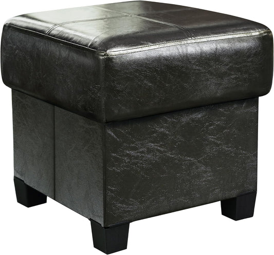 Storage Ottoman Cube Folding Footstool PU Leather Storage Bench with Legs, Storage Chest for Living Room, Bedroom, 15.7 X 15.7 X15.7 Inches, Black