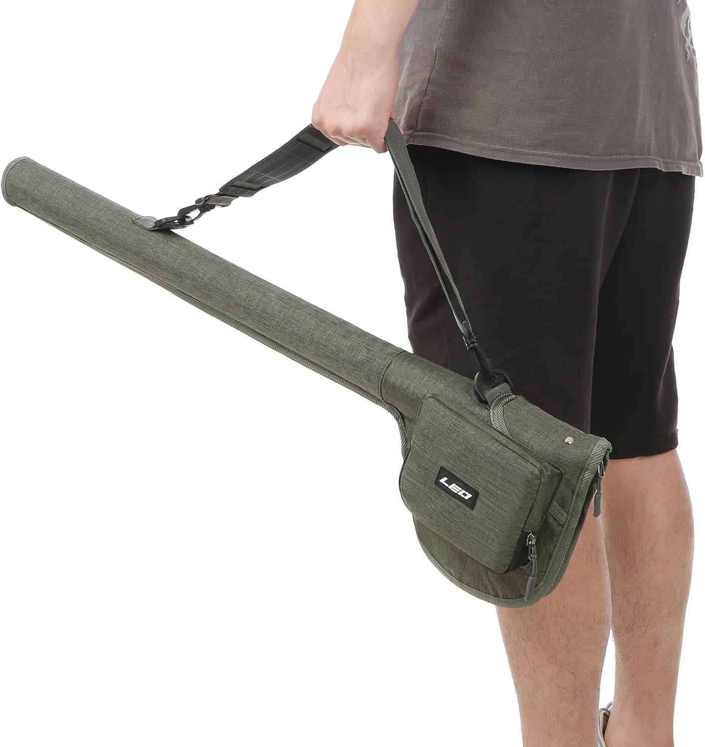 Fly Fishing Rod Case,Portable Fishing Tackle Bag,Canvas Fishing Pole Storage Bag Fly Rods Reels Durable Carry Case, Army Green, Canvas & Beach Tote Bag