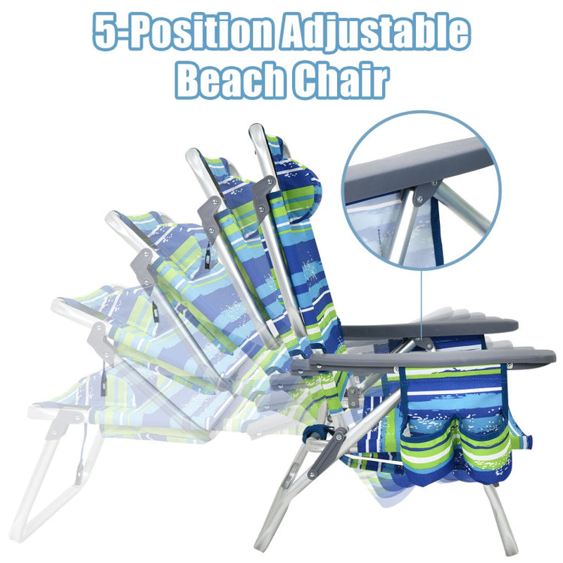 2 Pieces Folding Backpack Beach Chair with Pillow