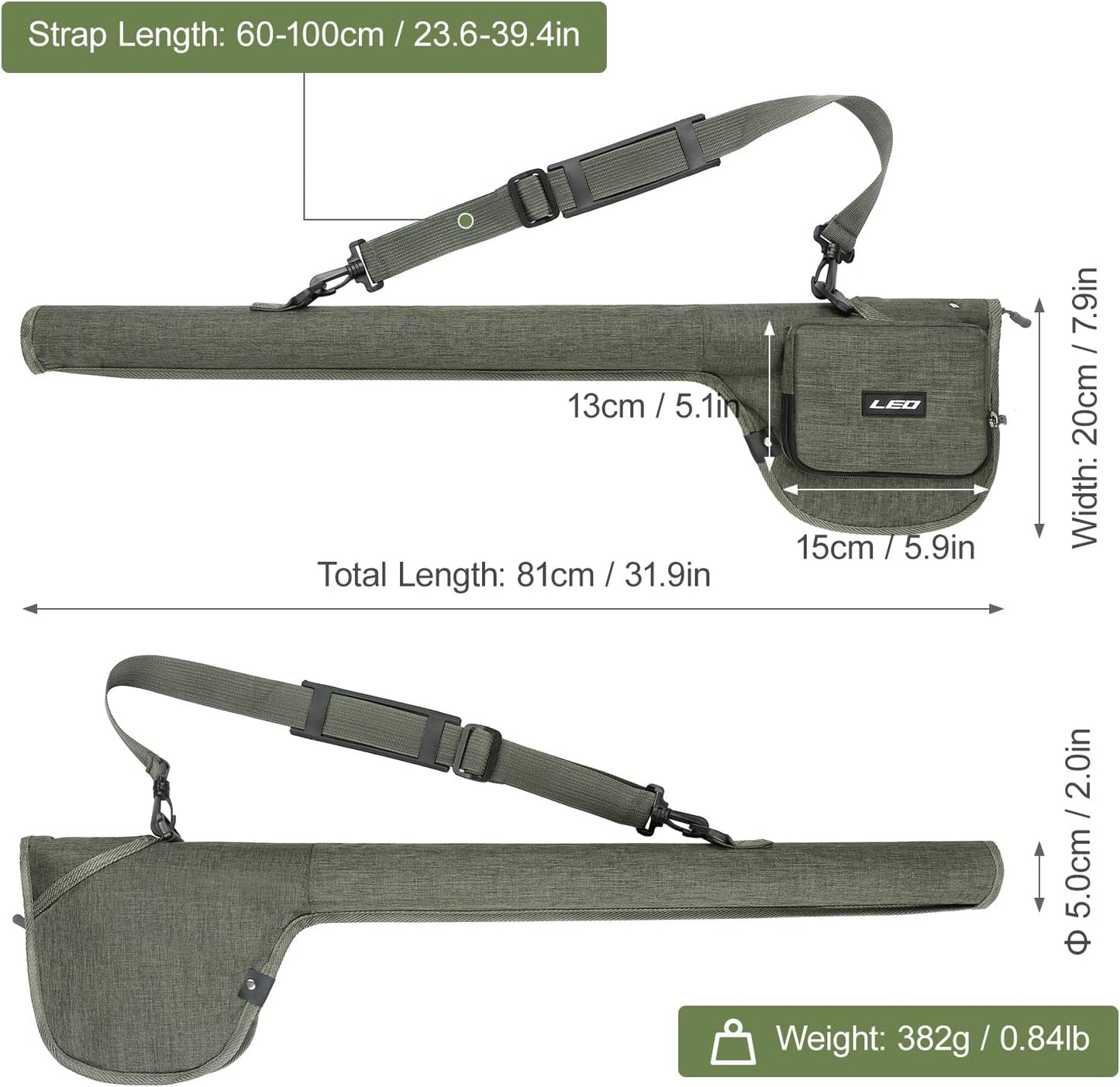 Fly Fishing Rod Case,Portable Fishing Tackle Bag,Canvas Fishing Pole Storage Bag Fly Rods Reels Durable Carry Case, Army Green, Canvas & Beach Tote Bag