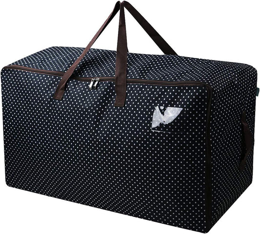 27.5 X 16.5 X 13.8, 3-Side Zip Open Storage Bag with Handles for Christmas Trees, Party Ornament Decorations Organizer Bags, Black Dots