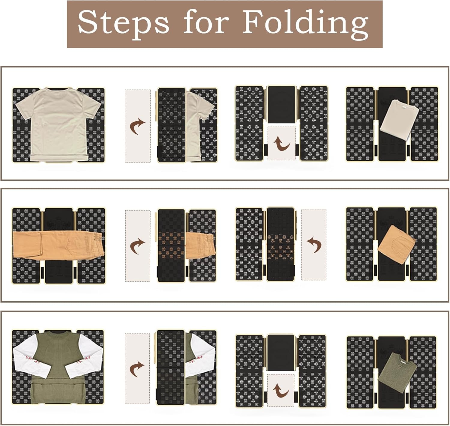 Shirt Folder V7 Metal for Wear Resistance Clothes Folding Board Storage Tshirt Folder Board Metal Edging and Joints Laundry Folding Board Black