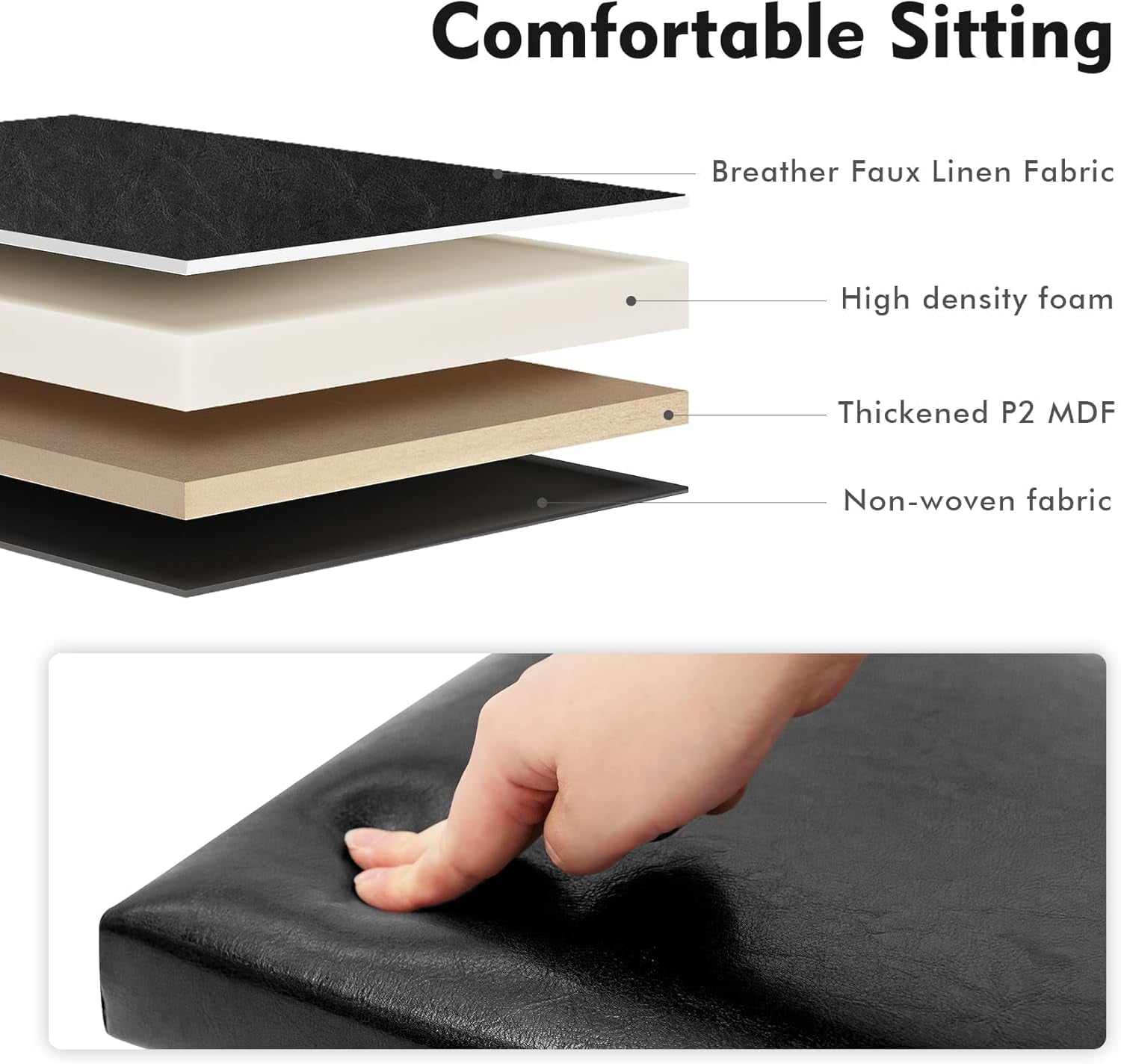 Folding Storage Ottoman Cube with Faux Leather for Living Room, Bedroom, Home Office, Dorm Storage Footrest Black 11.8"X11.8"X11.8"