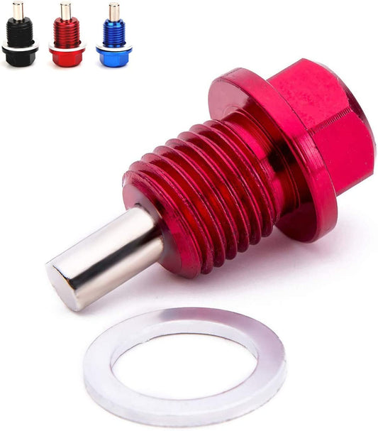 Magnetic Oil Drain Plug Magnetic Sump Drain Nut Oil Drain Bolt (14X1.5, Red)