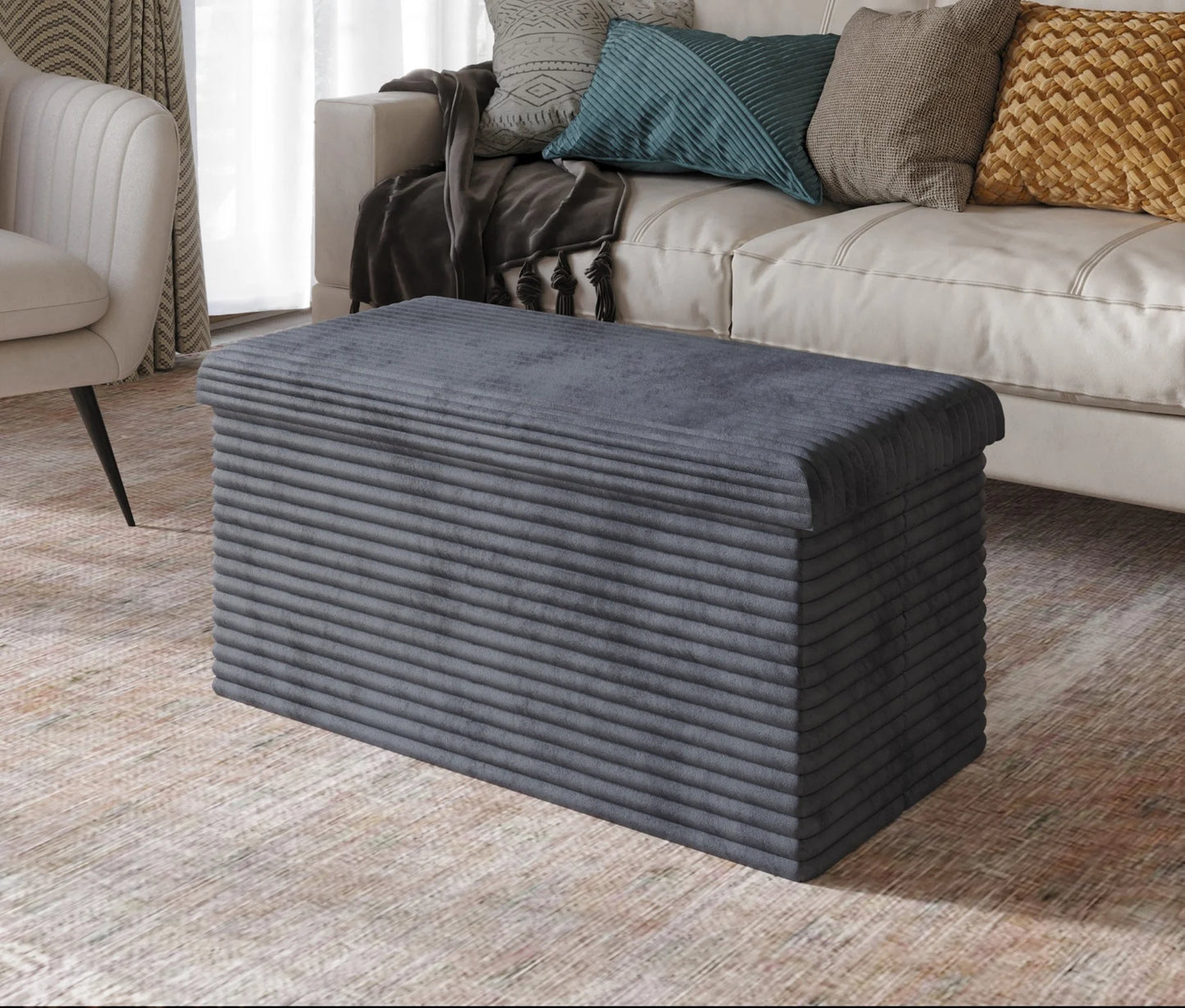 Florence Upholstered Folding Storage Bench for Adult, Grey