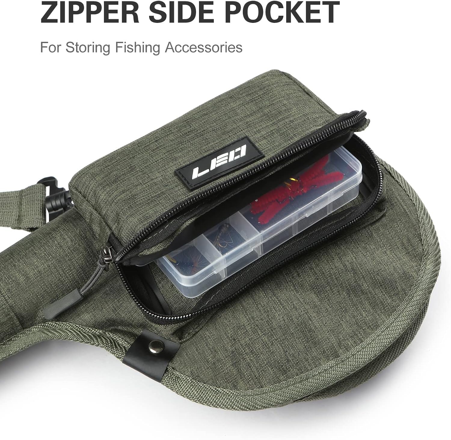 Fly Fishing Rod Case,Portable Fishing Tackle Bag,Canvas Fishing Pole Storage Bag Fly Rods Reels Durable Carry Case, Army Green, Canvas & Beach Tote Bag