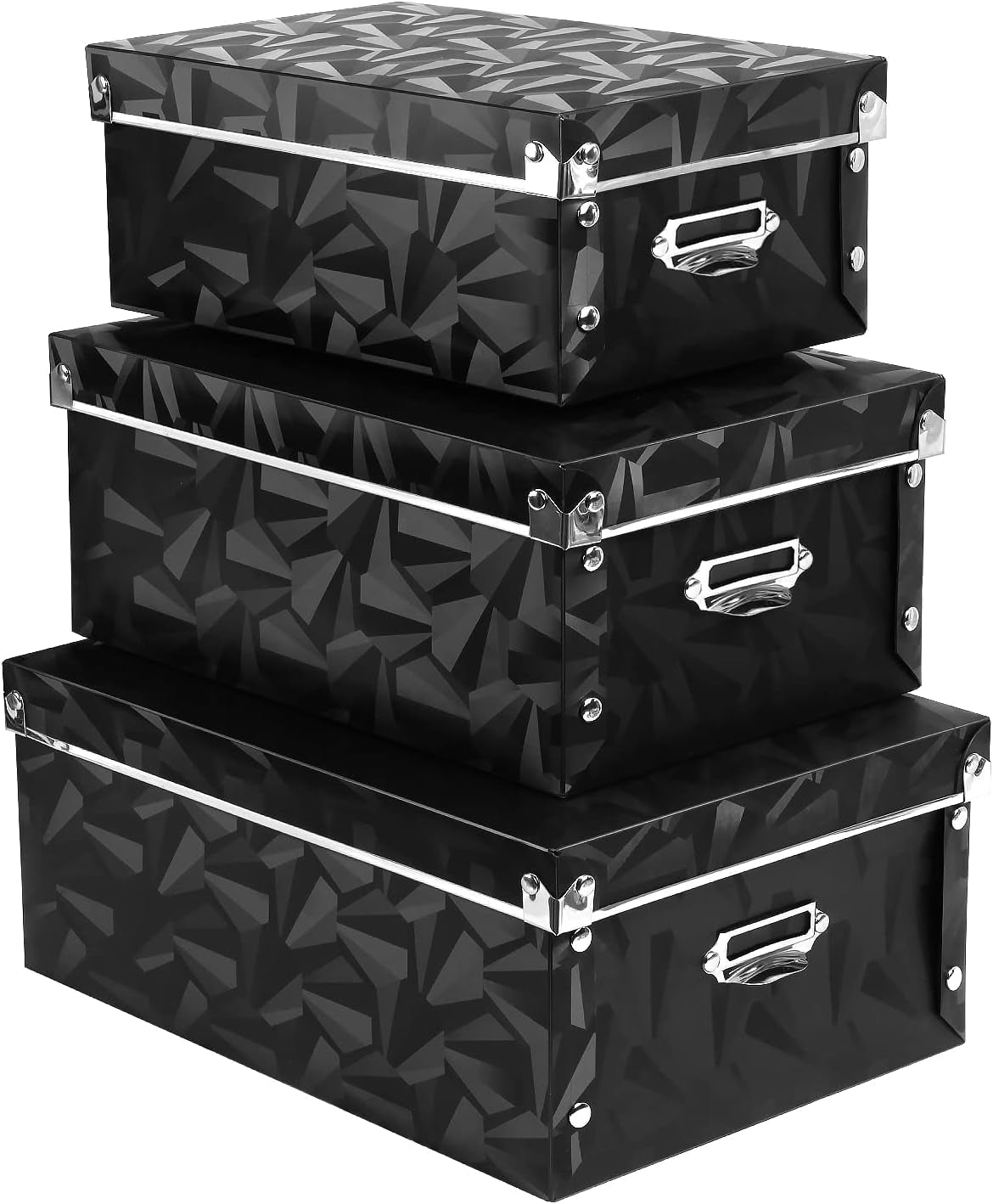 Foldable Storage Boxes with Lids 3 Pack Plastic Collapsible Storage Bins with Handles for Clothes, Cosmetic,Books