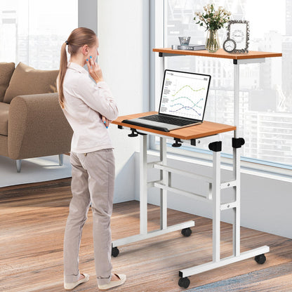 2 in 1 Height Adjustable Sit Standing Computer Desk