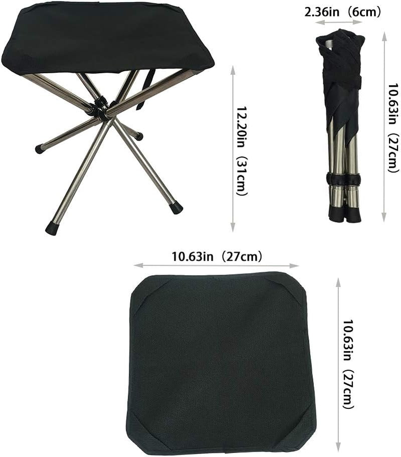 Folding Camping Stool, Retractable Camping Chair, Super Compact, for Travel, Hiking, Gathering, Barbecue, with Carry Bag, Storage Size 11.61"X2.56"X2.56"