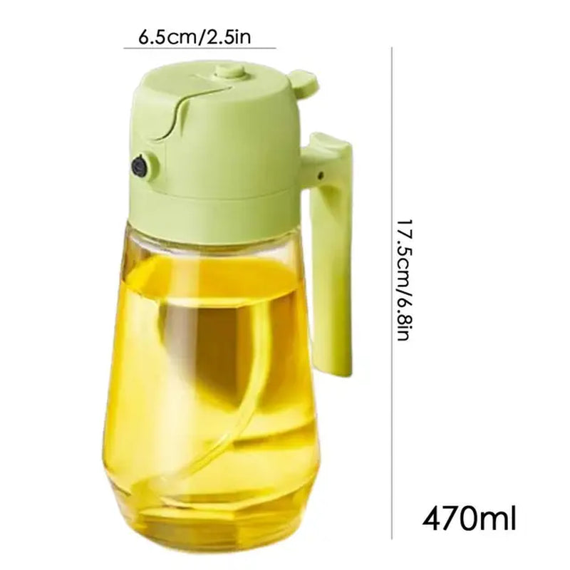 Oil Spray Bottle, Oil Dispenser and Vinegar Sprayer with 3 Replaceable Nozzle Glass Cooking Oil Preparation Dispensers