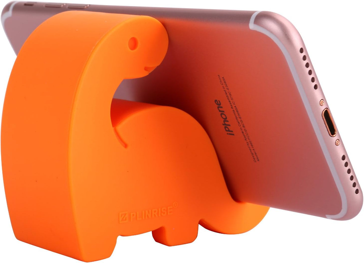 Plinrise Animal Desk Phone Stand, Update Dinosaur Stripe Silicone Office Phone Holder, Creative Phone Tablet Stand Mounts, Size:1.3" X 3.1" X 2.8" (Orange)