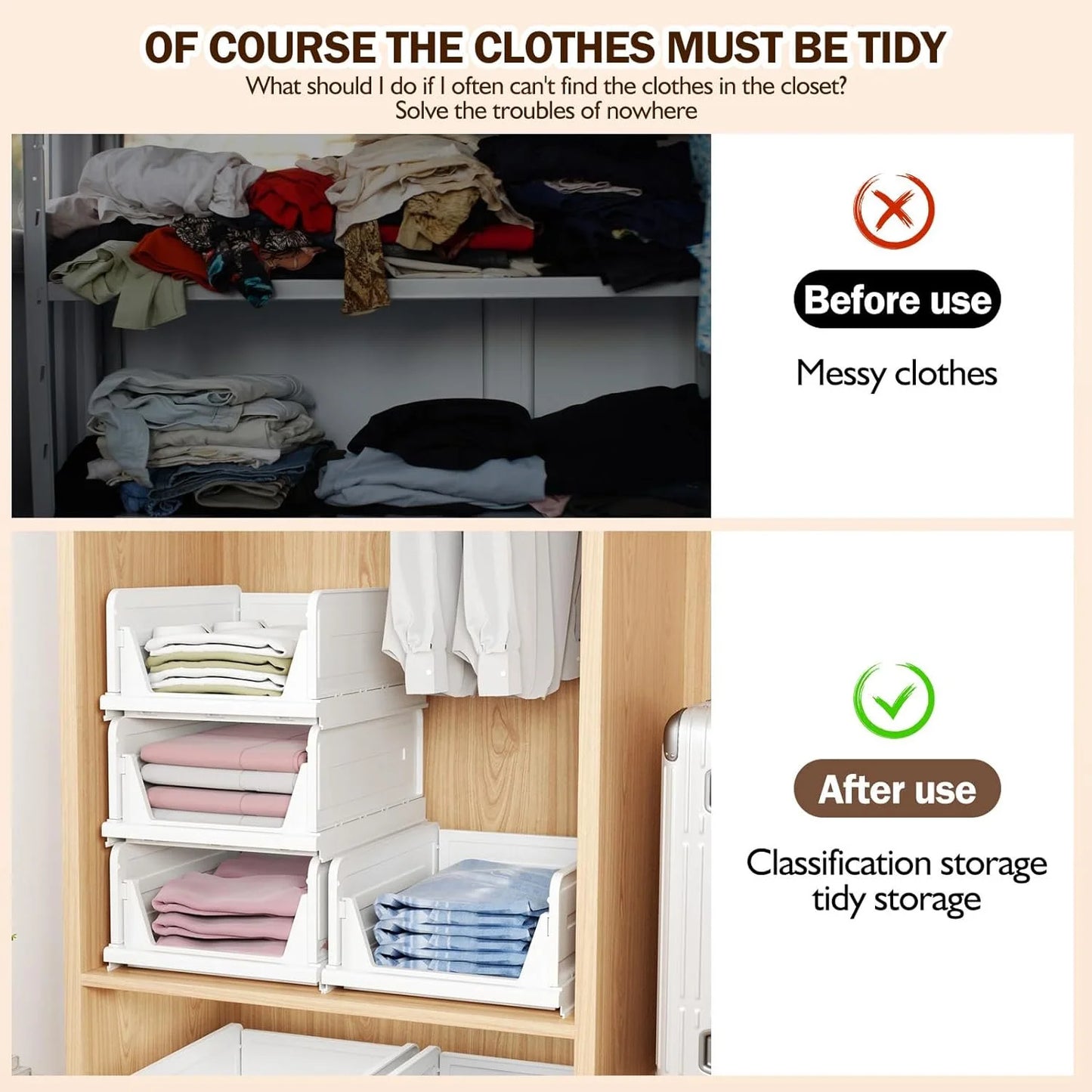 5 Pack Folding Organizers Storage Basket, White Plastic Stackable Storage Bins for Kitchen Bathroom Office,5L