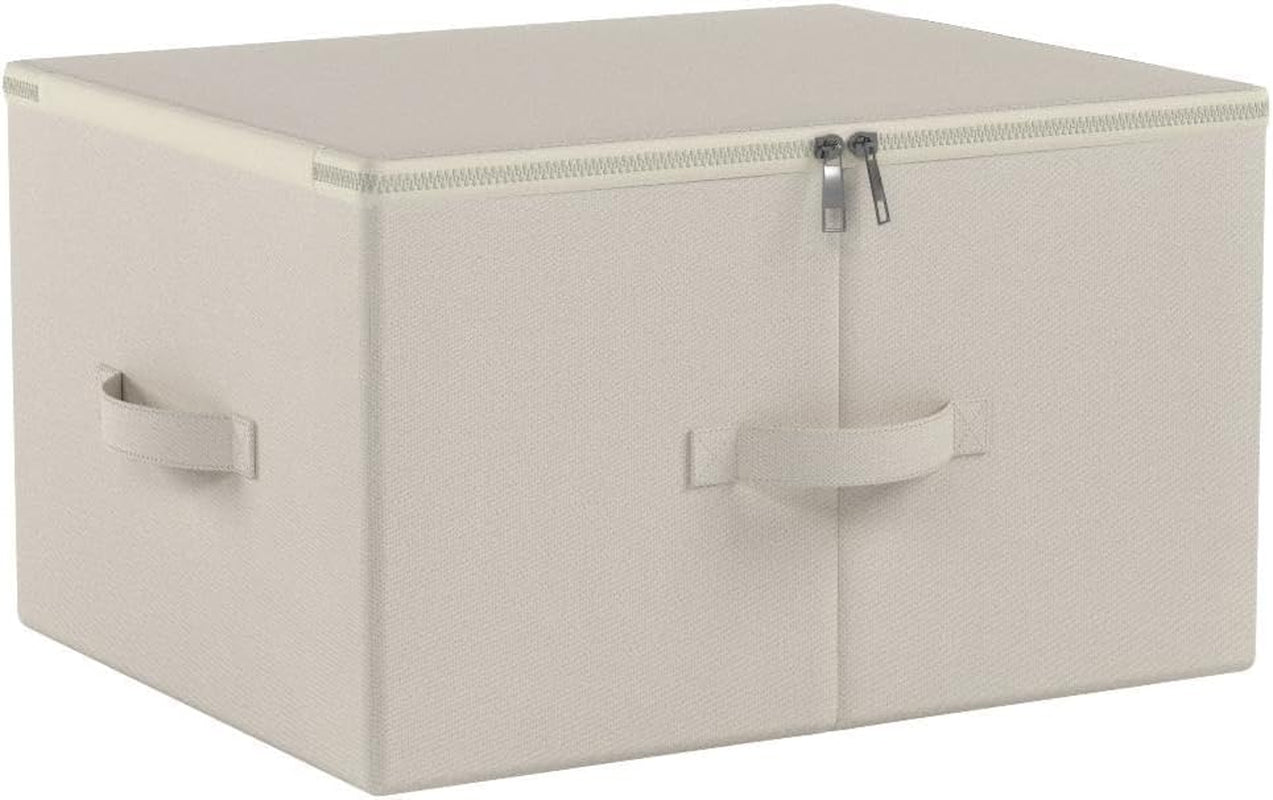 Collapsible Rigid Storage Bins with Lid, Shelves Clothes Storage Cubes, Tide up Your Wardrobe, Beige, Set of 2