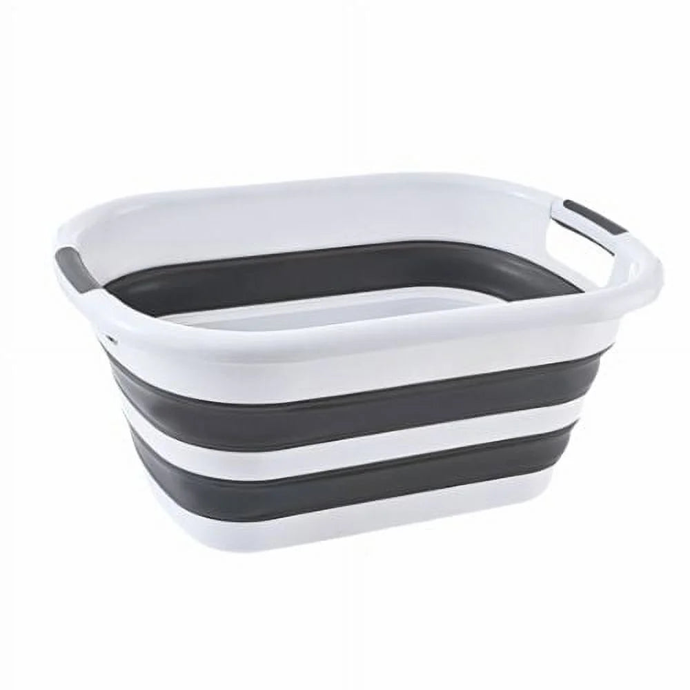 42L Collapsible Plastic Laundry Basket, Washing Tub for Clothes Foldable Laundry Baskets Grey
