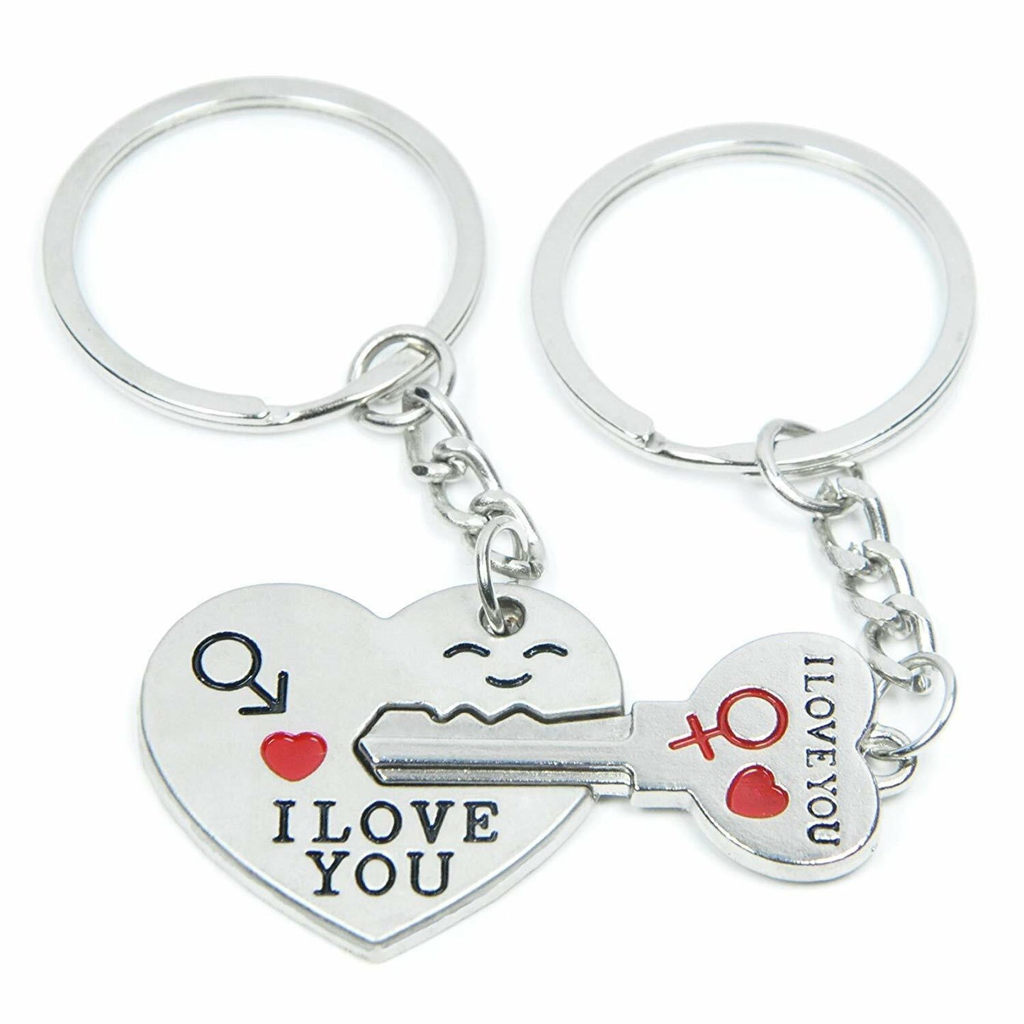 Romantic Couple Keychain Set–Heart Keyring Love Keyfob Valentine’S Day Gift Pair