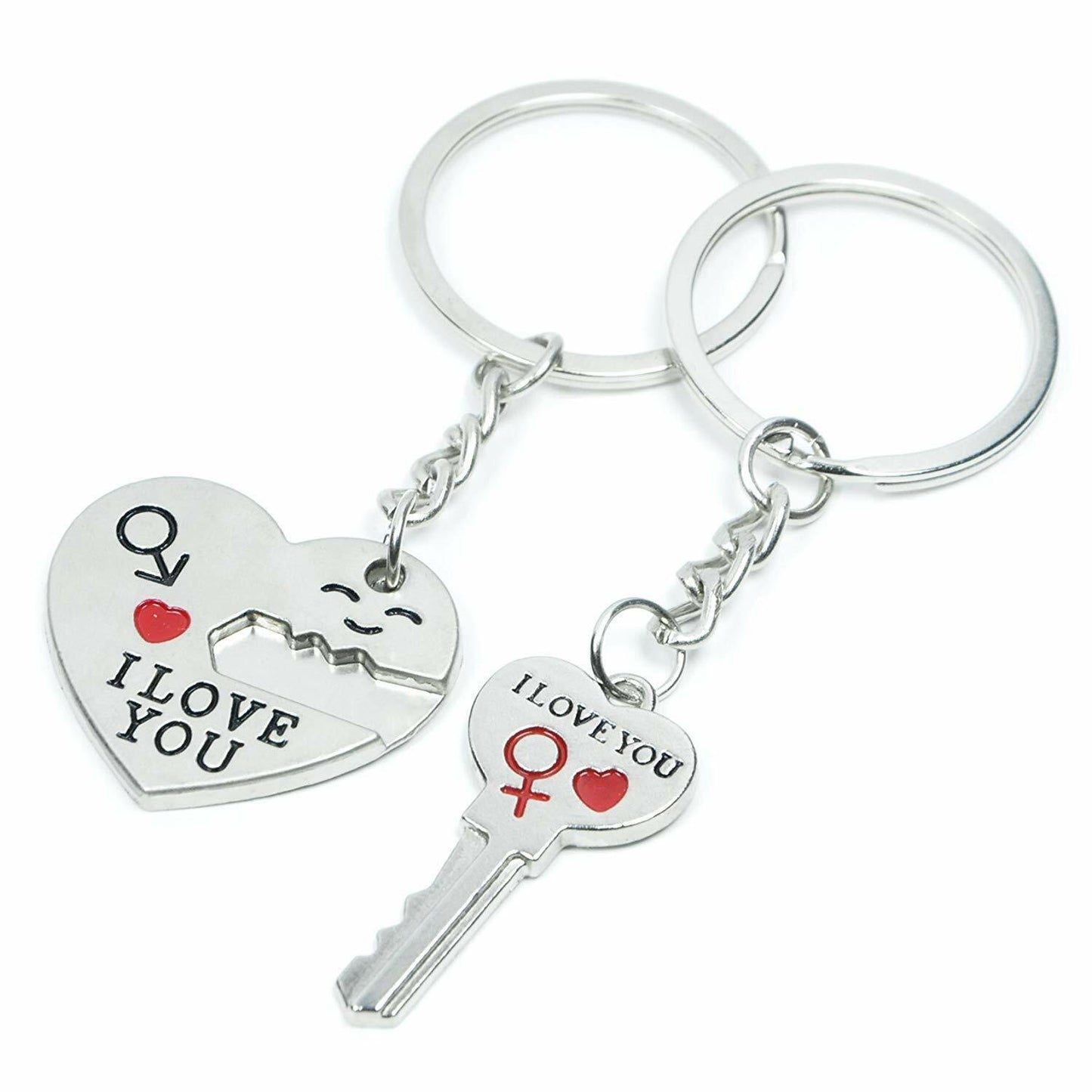 Romantic Couple Keychain Set–Heart Keyring Love Keyfob Valentine’S Day Gift Pair