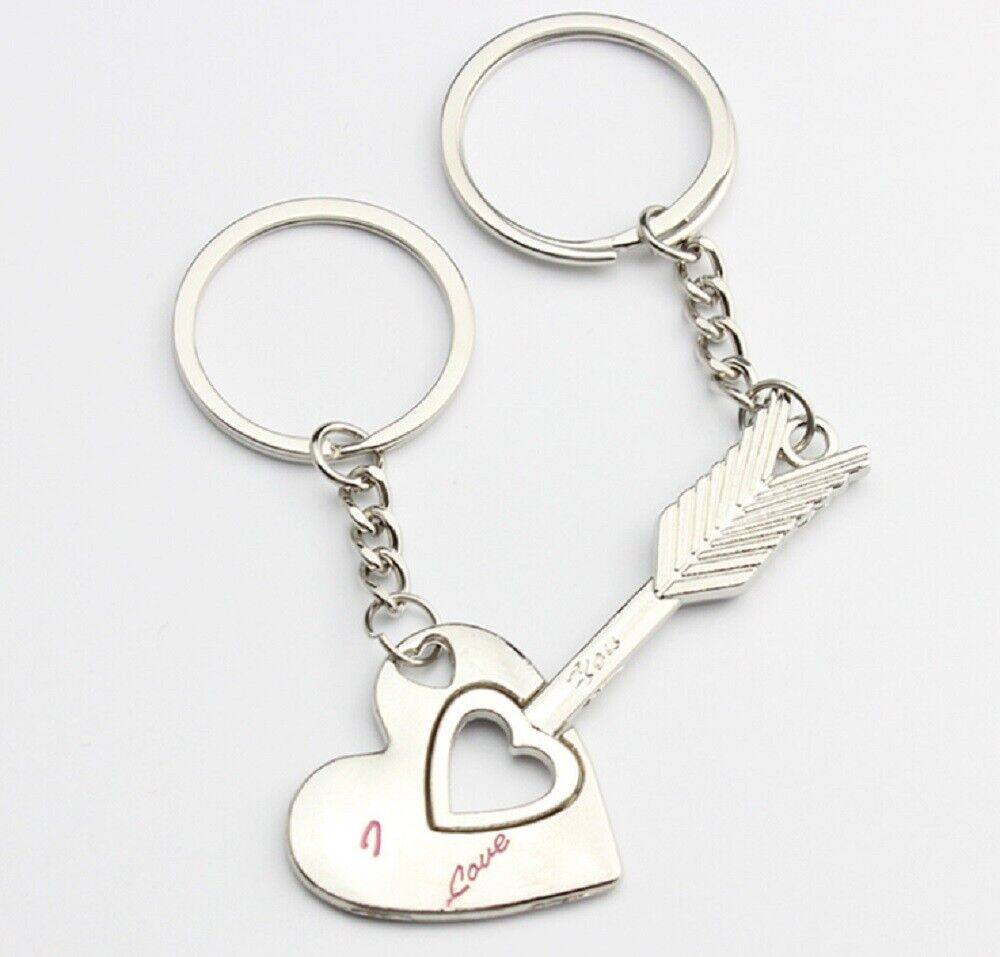 Romantic Couple Keychain Set–Heart Keyring Love Keyfob Valentine’S Day Gift Pair