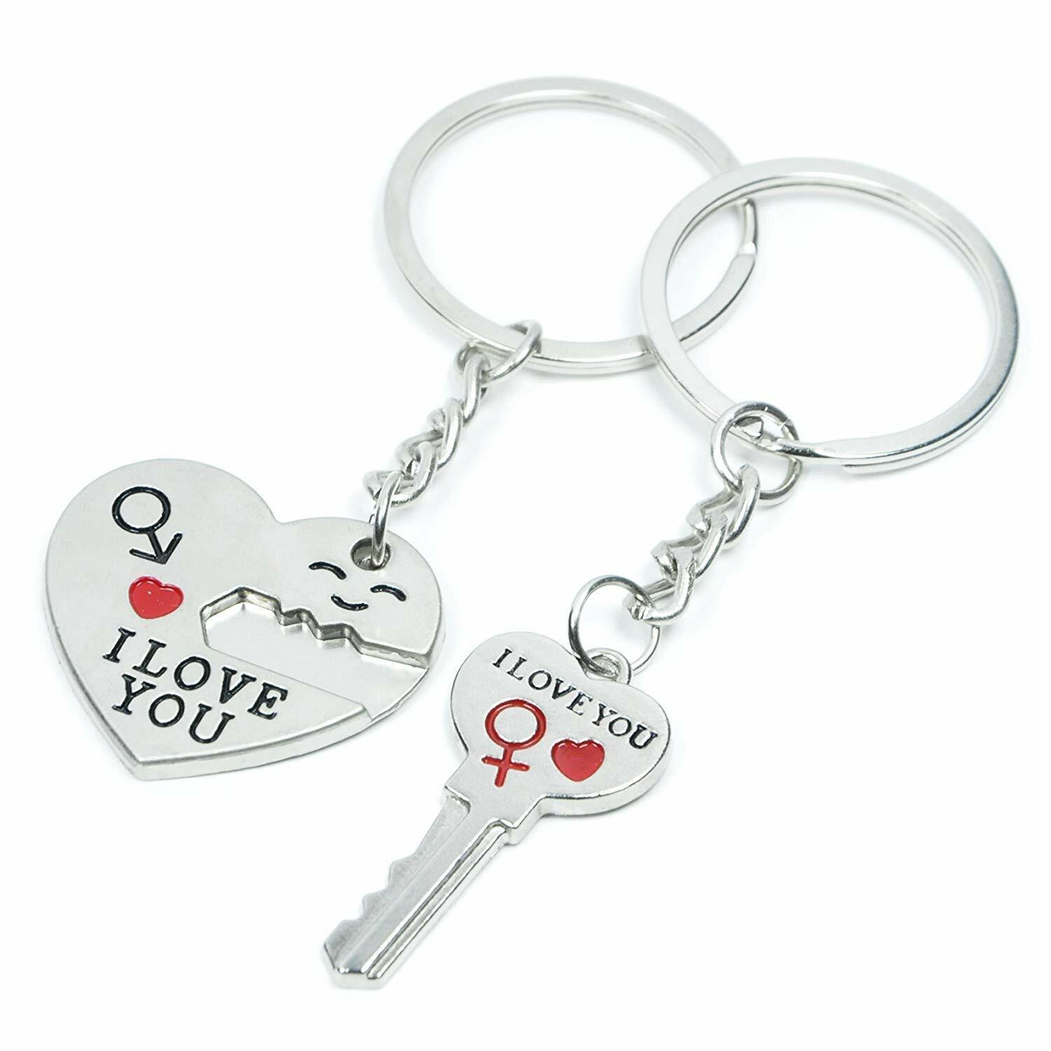 Romantic Couple Keychain Set–Heart Keyring Love Keyfob Valentine’S Day Gift Pair