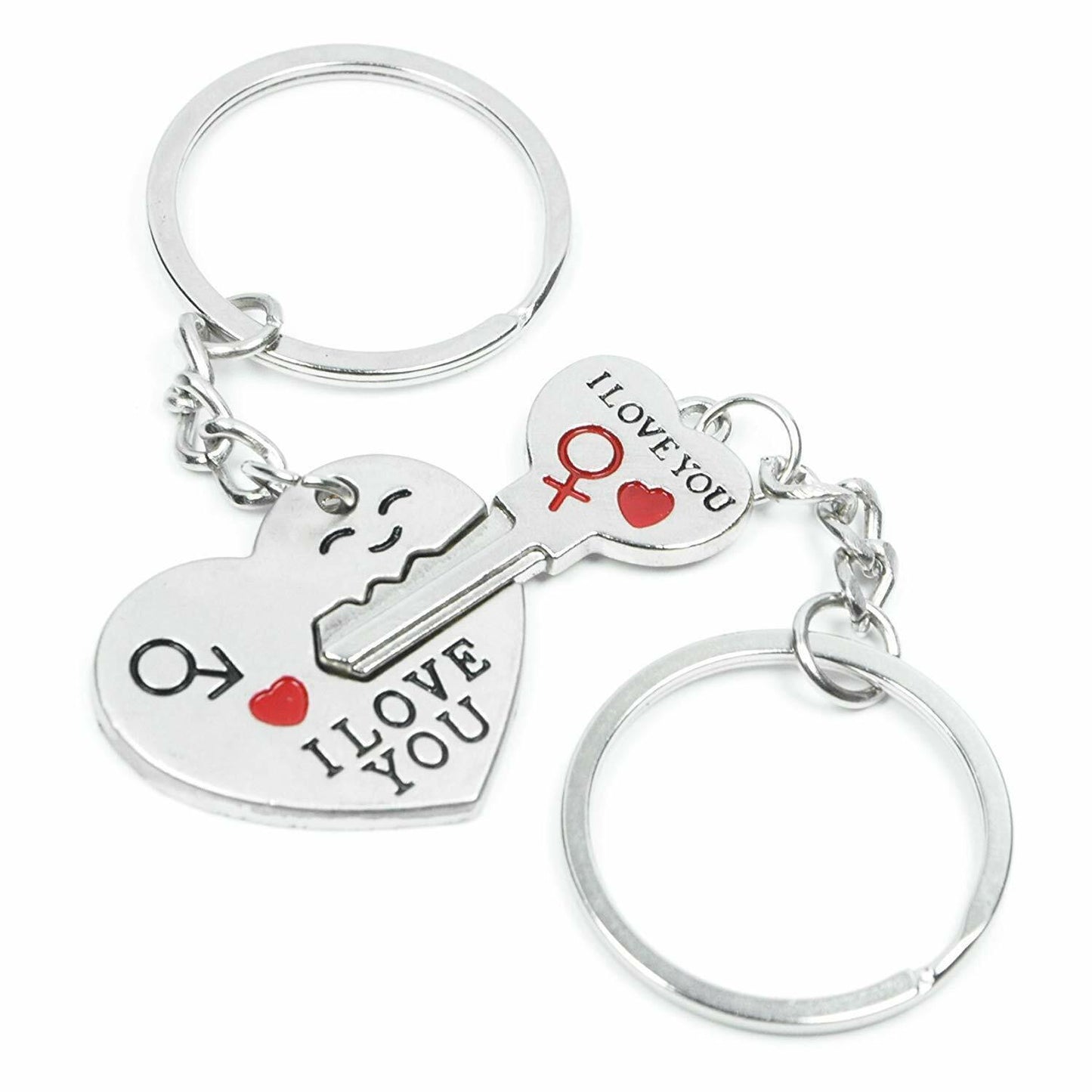 Romantic Couple Keychain Set–Heart Keyring Love Keyfob Valentine’S Day Gift Pair