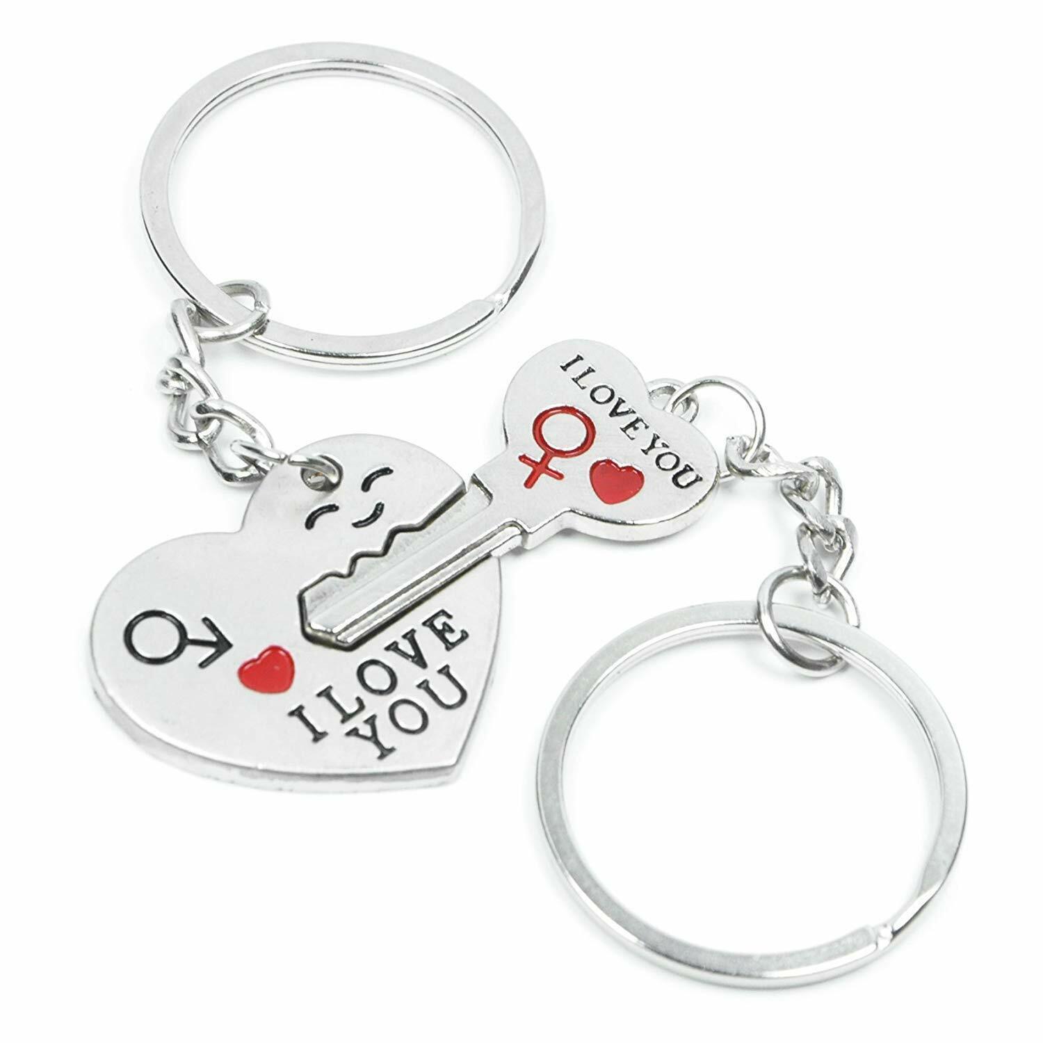 Romantic Couple Keychain Set–Heart Keyring Love Keyfob Valentine’S Day Gift Pair