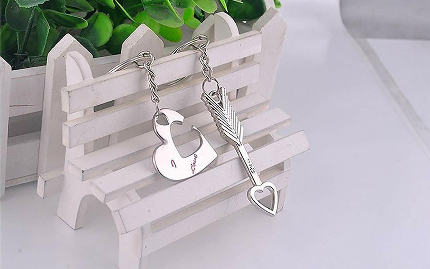 Romantic Couple Keychain Set–Heart Keyring Love Keyfob Valentine’S Day Gift Pair