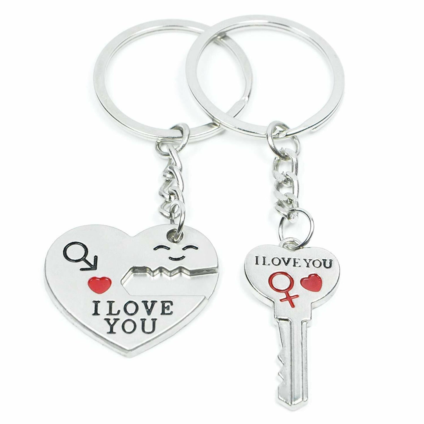 Romantic Couple Keychain Set–Heart Keyring Love Keyfob Valentine’S Day Gift Pair