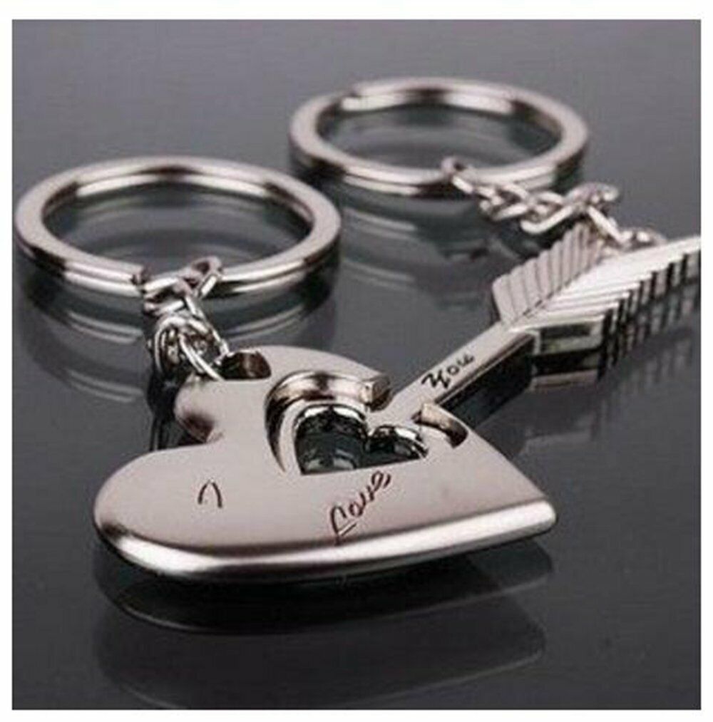 Romantic Couple Keychain Set–Heart Keyring Love Keyfob Valentine’S Day Gift Pair
