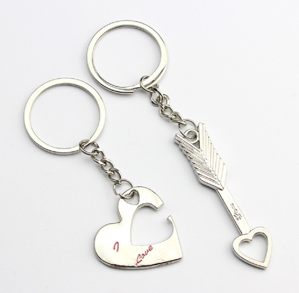 Romantic Couple Keychain Set–Heart Keyring Love Keyfob Valentine’S Day Gift Pair