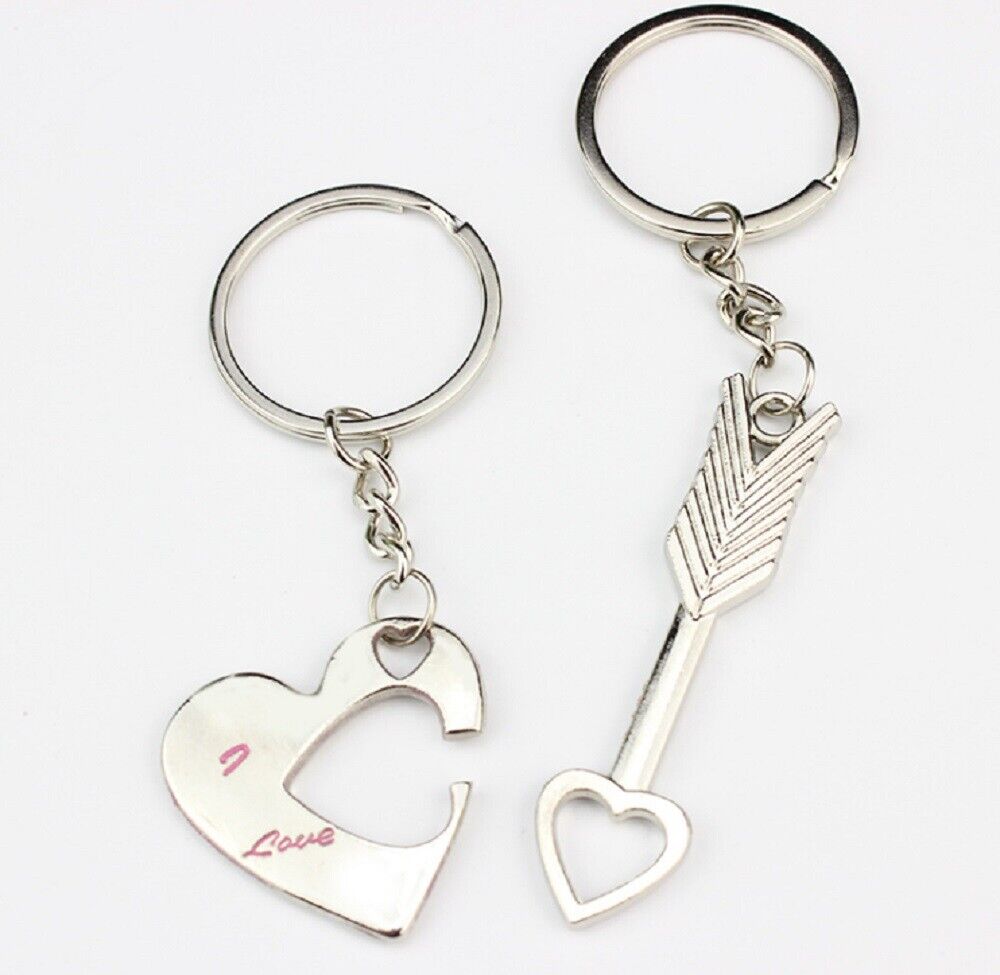 Romantic Couple Keychain Set–Heart Keyring Love Keyfob Valentine’S Day Gift Pair