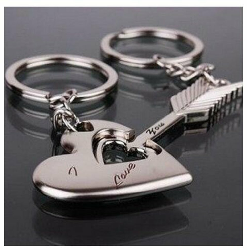 Romantic Couple Keychain Set–Heart Keyring Love Keyfob Valentine’S Day Gift Pair