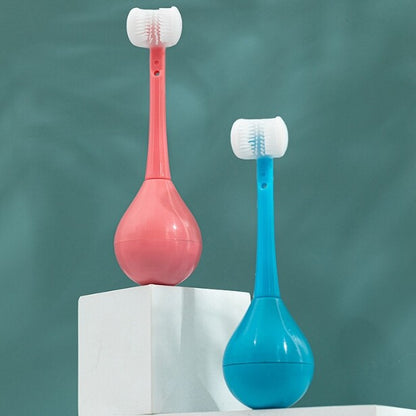 Three-Sided Toothbrush For Children 3d Silicone Soft Bristle Toothbrush