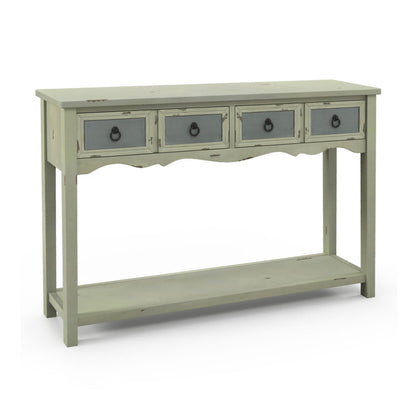 52 Inch Farmhouse Console Table with 3 Drawers and Open Storage Shelf for Hallway