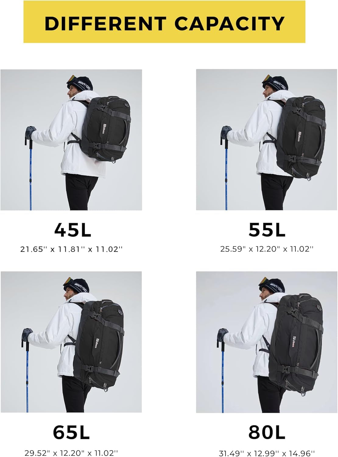 Large Duffel Bag Weekender Bags with Shoe Compartments 4-Way Sports Gym Backpack with Padded Straps Camping Traveling Duffle Bag